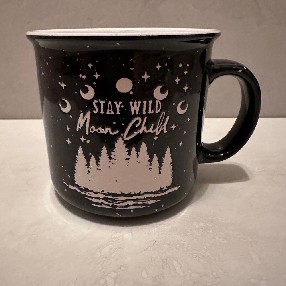 "Stay Wild Moon Child" Black Ceramic Mug, 16 oz. MRKT brand - Picture 2 of 4